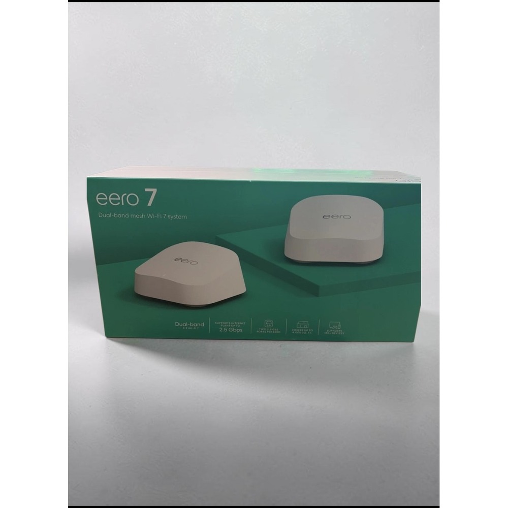 Amazon eero 7 Dual-band Mesh Wi-Fi 7 System 2-Pack 4000 sq ft 2.5 Gbps White